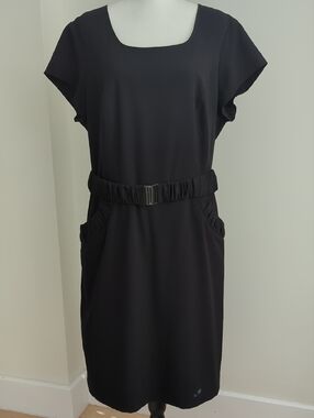 Calvin Klein Black Short-Sleeve Midi Shift Dress